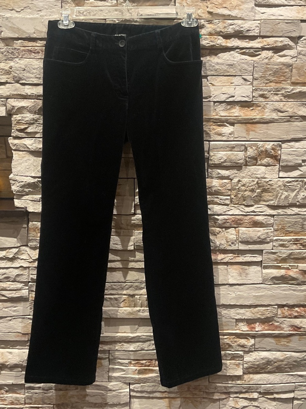 Eileen Fisher Velvet Straight Leg Black Trousers, Size S/P